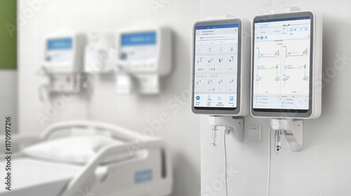 Wallpaper Mural Connected Medical Devices in a Clean Hospital Room Torontodigital.ca