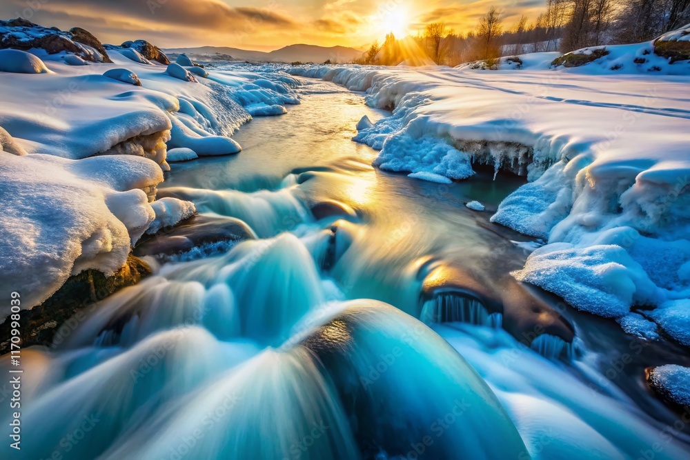Fototapeta premium Melting Snow Long Exposure Photography: Abstract Winter Landscape
