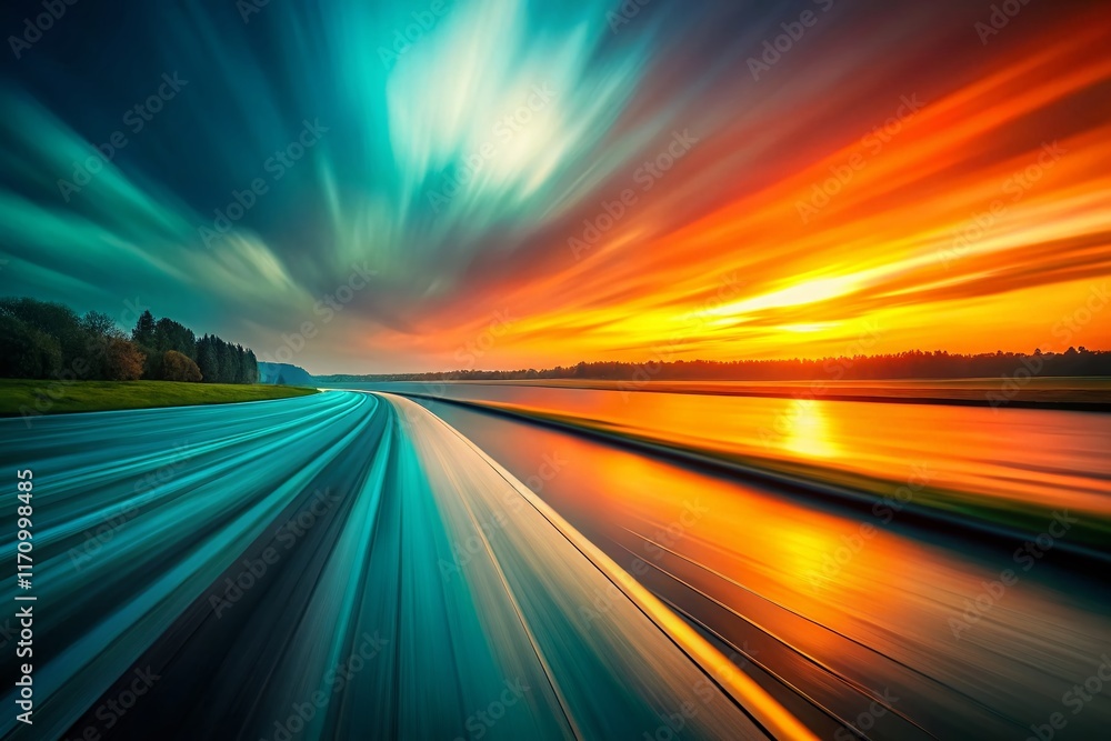 Mesmerizing Teal and Orange Abstract Gradient: Long Exposure Digital Art