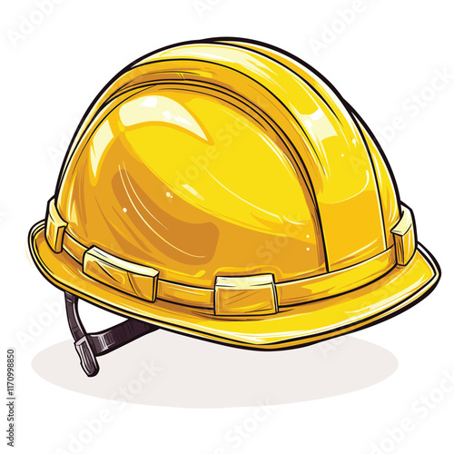 Yellow hard hat with detailed shading and glossy finish. photo