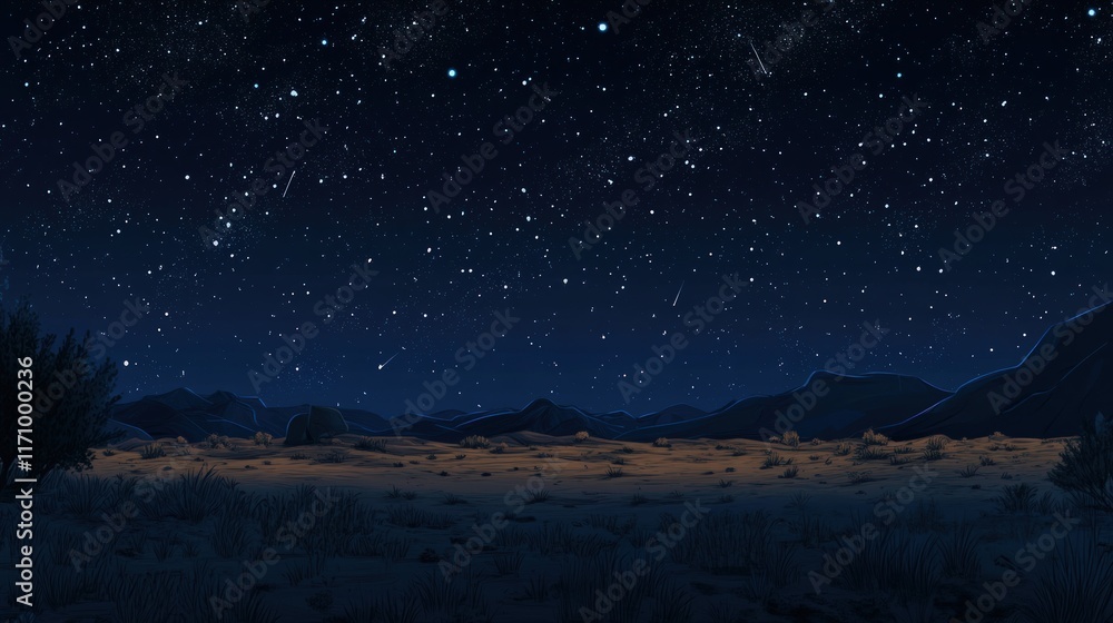 Fototapeta premium Starry Desert Night: A Celestial Landscape