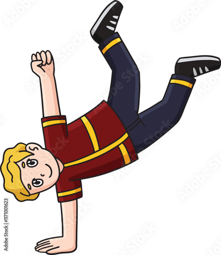 Breakdance B Boy with a One Hand Freeze Clipart photo