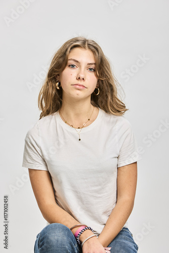 Studio portrait of teenage girl.