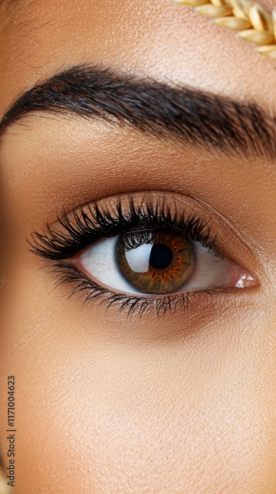 Fototapeta premium A close up of a woman's eye with long eyelashes