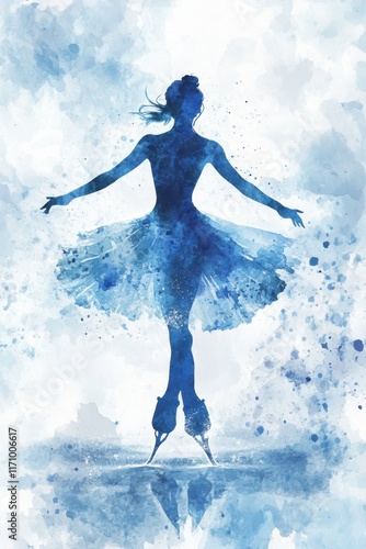 Beautiful female skating on ice surface.