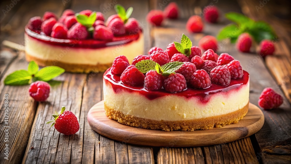 Miniature Raspberry Cheesecake Dessert - Tilt-Shift Photography Miniature Raspberry Cheesecake Dessert - Tilt-Shift Photography