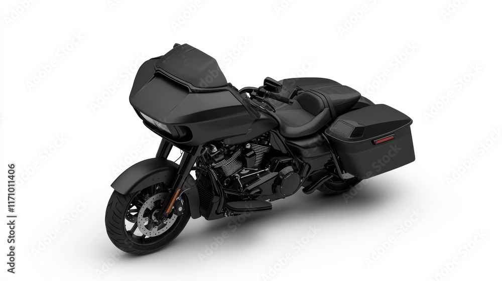 Sleek black motorcycle isolated on white background. Sleek black motorcycle isolated on white background.