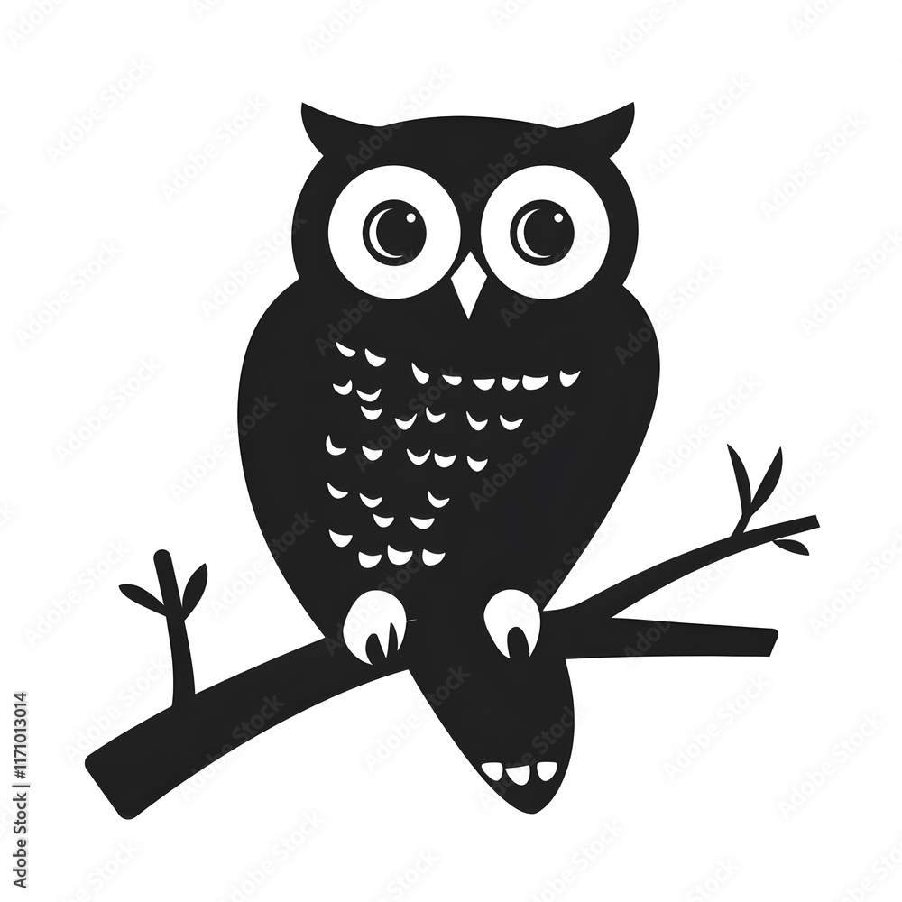 Isolated Dark Black Owl Bird icon symbol Isolated Dark Black Owl Bird icon symbol