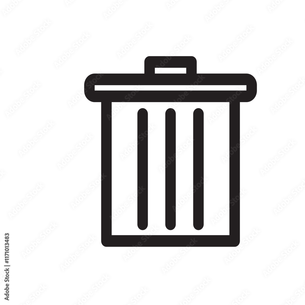 Trash bin icon symbolizing waste disposal, cleanliness, and waste management. Trash bin icon symbolizing waste disposal, cleanliness, and waste management.