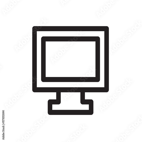 Computer icon representing technology, computing, and digital devices, commonly used for work or entertainment.