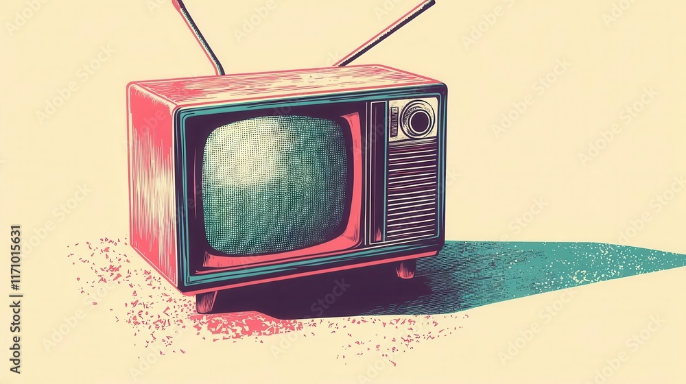 Obraz premium A vintage television set with antennas, showcasing retro design and nostalgic appeal.