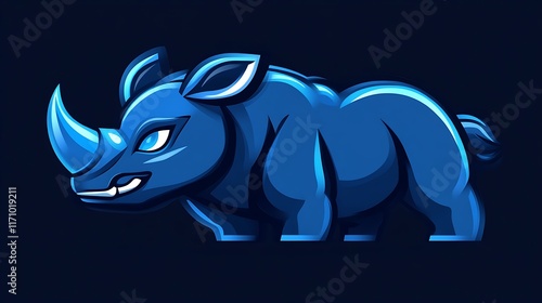 A Stylized Blue Rhino Mascot Design Illustration
