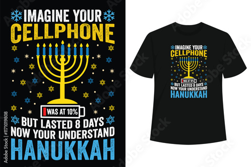 Hanukkah Imagine Your Cellphone Chanukah Jew Men Women Kids T-Shirt