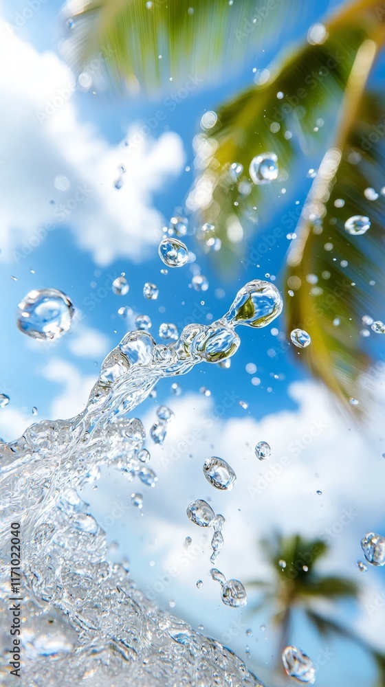 Fototapeta premium A close up of water splashing out of a palm tree