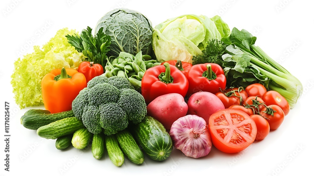 A vibrant top-down view of colorful, fresh fruits and vegetables arranged in a circular spread on a white background, showcasing organic produce, natural lighting, and a balanced, nutritious diet A vibrant top-down view of colorful, fresh fruits and vegetables arranged in a circular spread on a white background, showcasing organic produce, natural lighting, and a balanced, nutritious diet