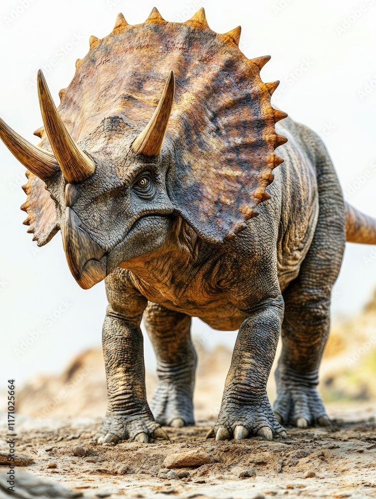 Fototapeta premium A detailed depiction of a Triceratops in a natural setting.