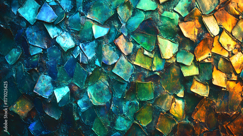 Artistic Representation of Rusty Metal Texture with Striking Oxidized Blue and Green Highlights photo