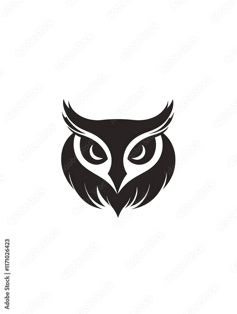 Fototapeta premium Isolated Simple Dark Black Owl Bird icon logo symbol white Background