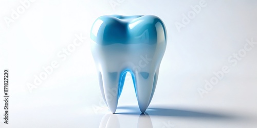 Minimalist Tooth Icon: Simple White Background Dental Graphic photo