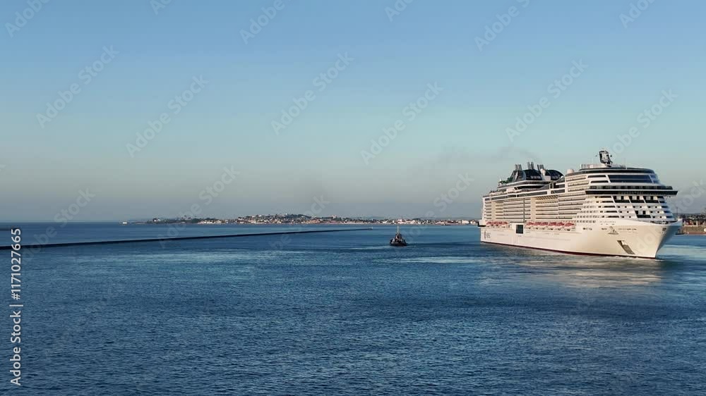 A stunning wide-angle view of a cruise ship navigating the ocean, with the endless horizon stretching out. This scene highlights the scale and luxury of modern cruise travel.
A stunning wide-angle view of a cruise ship navigating the ocean, with the endless horizon stretching out. This scene highlights the scale and luxury of modern cruise travel.