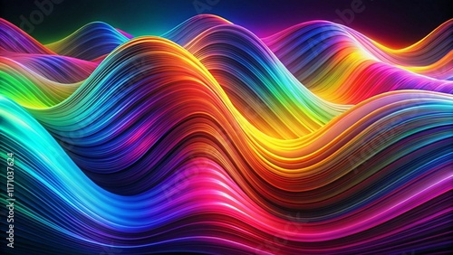 Abstract digital wave flowing in vibrant neon colors, blending fluid motion and energy.