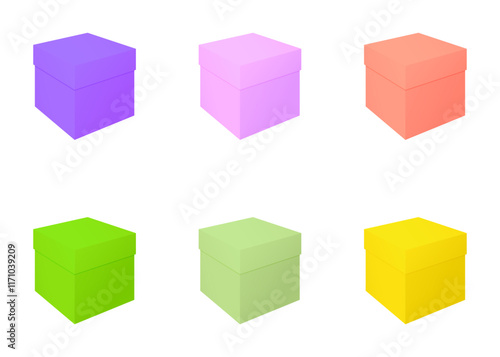 Collection of colored gift boxes of different colors. Isolated on a white background. Colored icon, vector illustration. 
