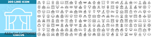 Circus Line Editable Icons set.