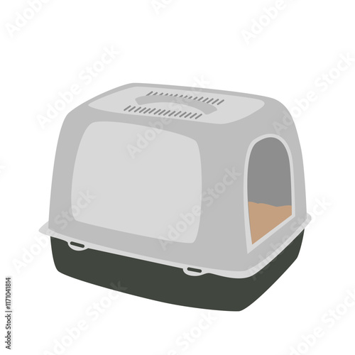 Closed cat litter box isolated on white. Vector illustration.