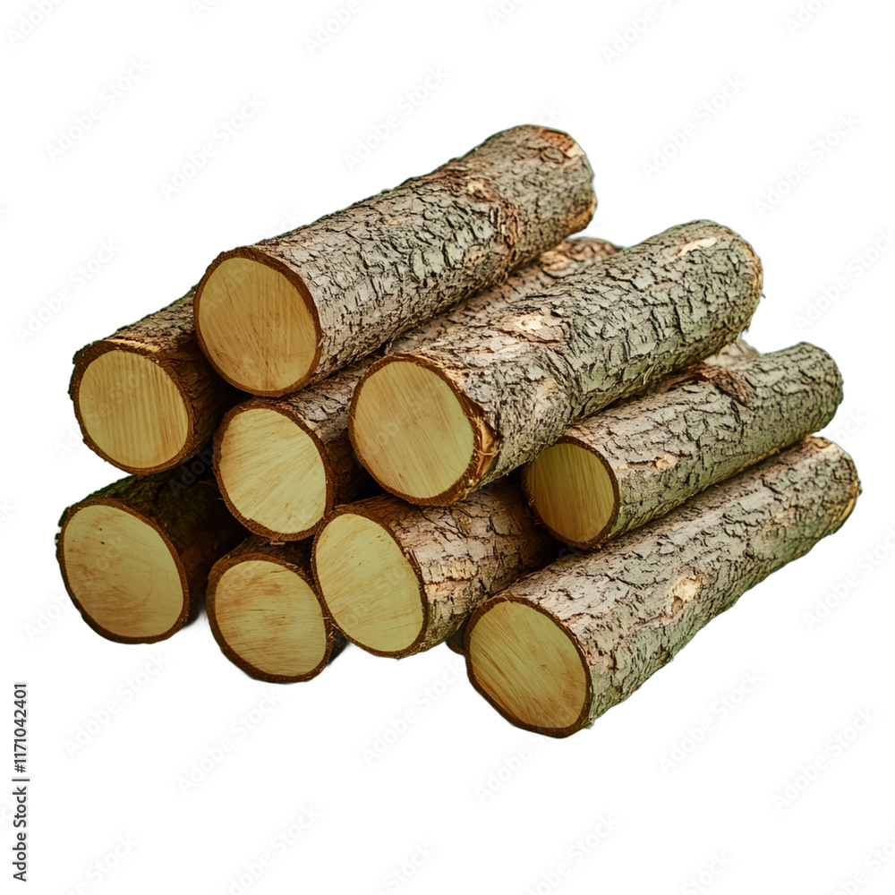 Pile of logs with a white background Pile of logs with a white background