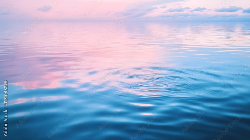 Obraz premium Tranquil Waters: Serene Sunset Reflection on Calm Ocean