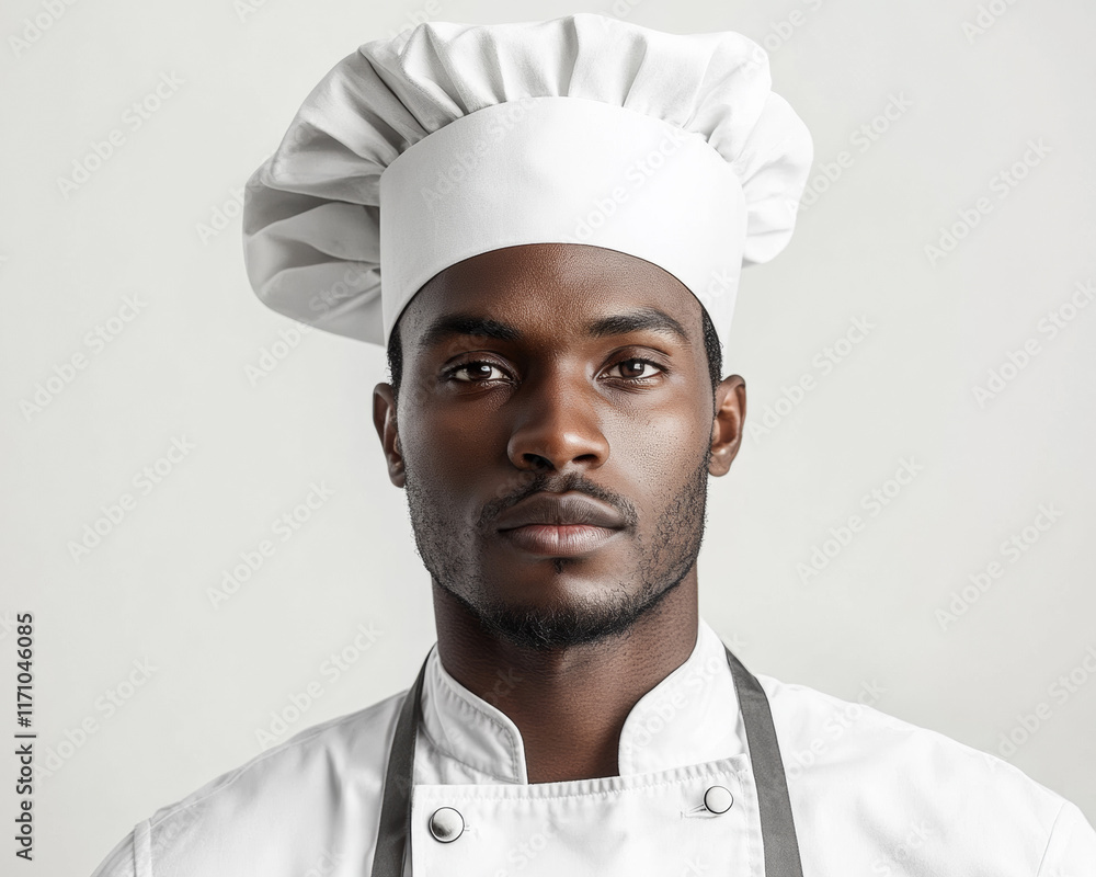 Portrait of a determined chef showcasing passion and creativity in culinary arts. Portrait of a determined chef showcasing passion and creativity in culinary arts.