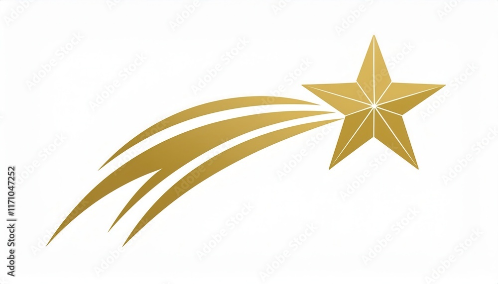 Obraz premium Golden Shooting Star with Radiant Trails. Symbolizing Achievement, Success, Inspiration, and Celestial Beauty for Branding and Design