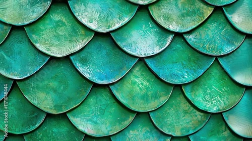 Wallpaper Mural Vibrant Green and Blue Scale Pattern with Iridescent Texture for Creative Projects Torontodigital.ca