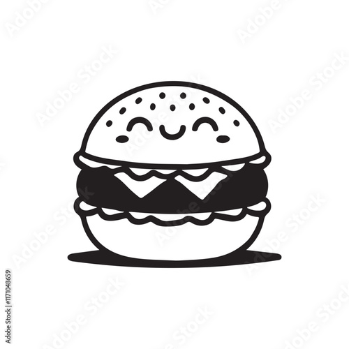 kawaii burgar silhouette vector
