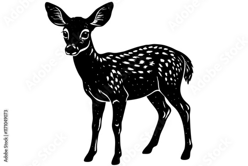 Roe Deer Fawn in front of a white background vector illustration