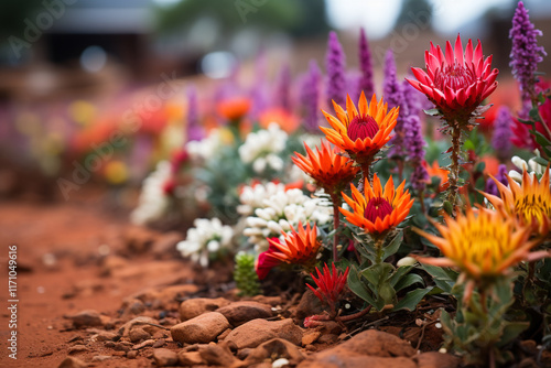 Behold wondrous spectacle of a rainy season, as arid terrain undergoes a miraculous metamorphosis, blossoming into a resplendent oasis teeming with life photo