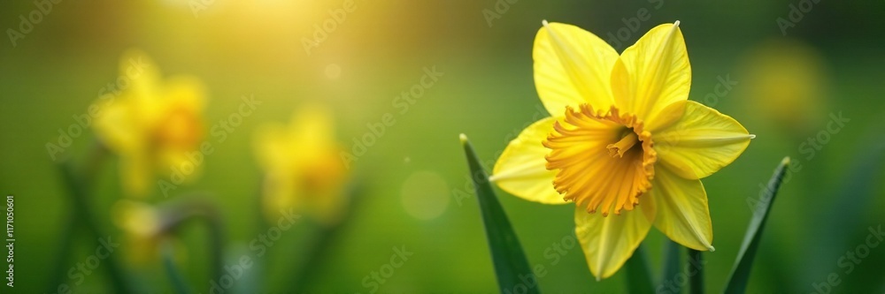 Delicate daffodil petals unfolding in morning dew, serene, gentle Delicate daffodil petals unfolding in morning dew, serene, gentle