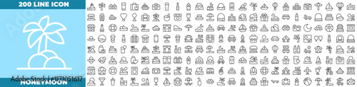 Honeymoon Line Editable Icons set.