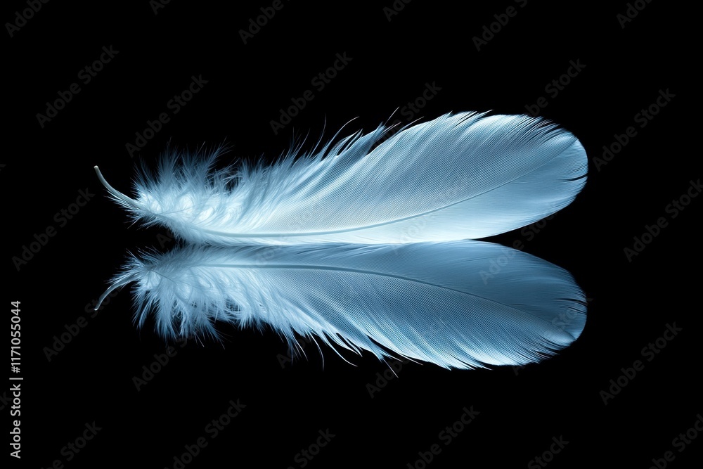 Obraz premium Single White Feather Reflection