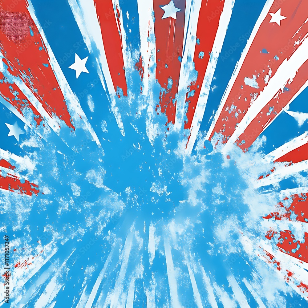Abstract Patriotism Red White Blue Starburst Design