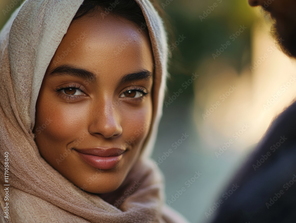 An intimate portrait capturing a loving gaze in soft tones. An intimate portrait capturing a loving gaze in soft tones.