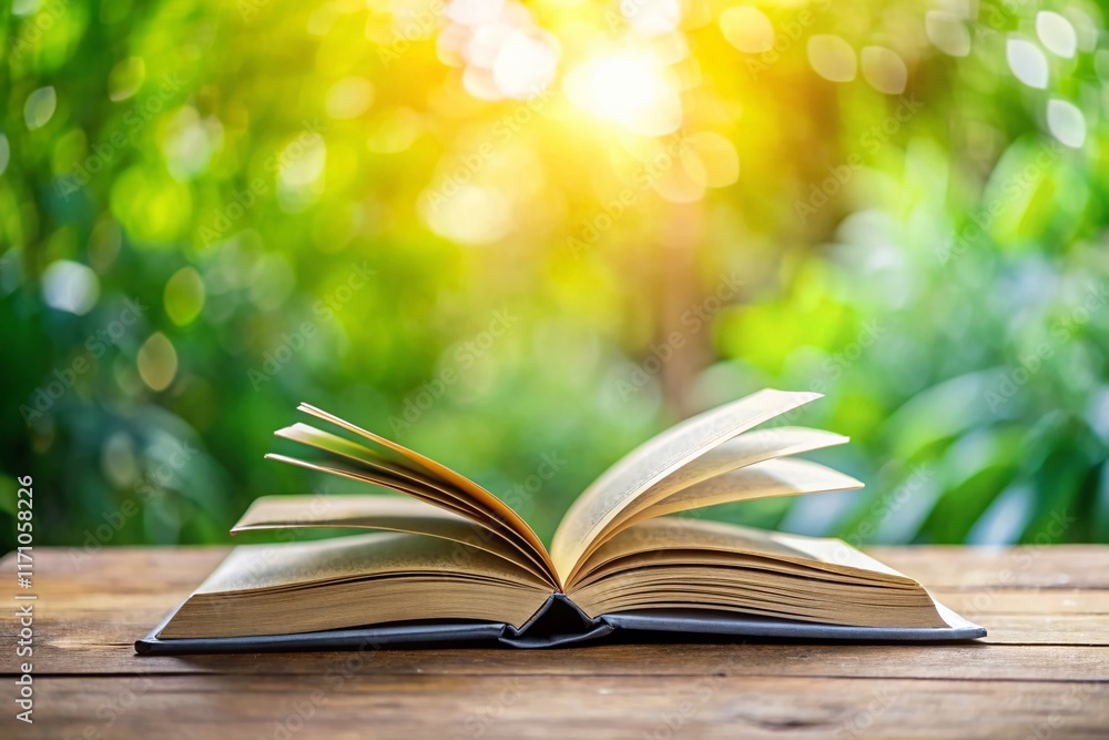 Open Book on Table, Side View, Soft Light, Minimalist, Education Concept Stock Photo Open Book on Table, Side View, Soft Light, Minimalist, Education Concept Stock Photo