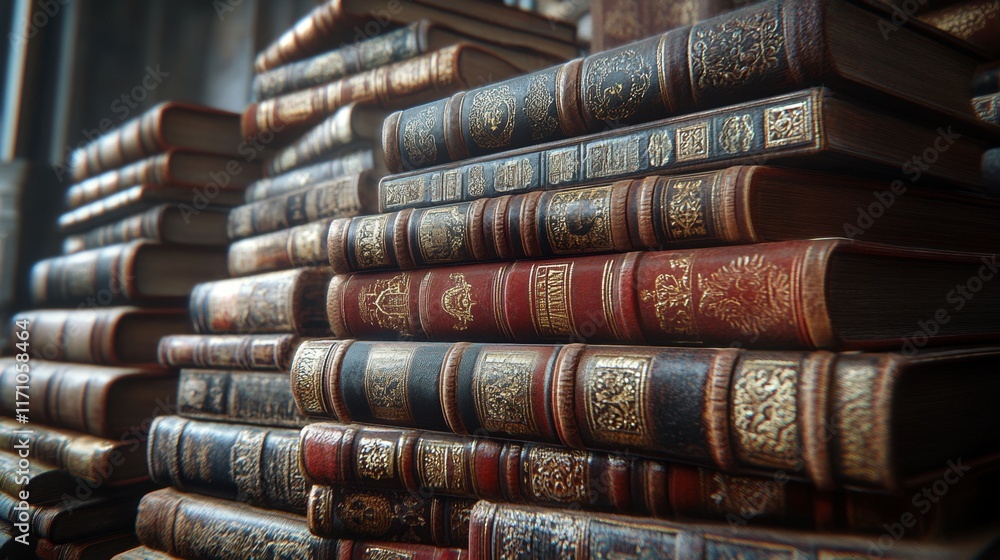 Stack of Antique Leather-Bound Books Stack of Antique Leather-Bound Books