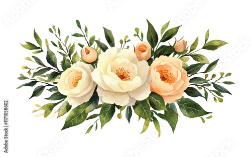 A beautiful floral arrangement featuring soft-colored roses 