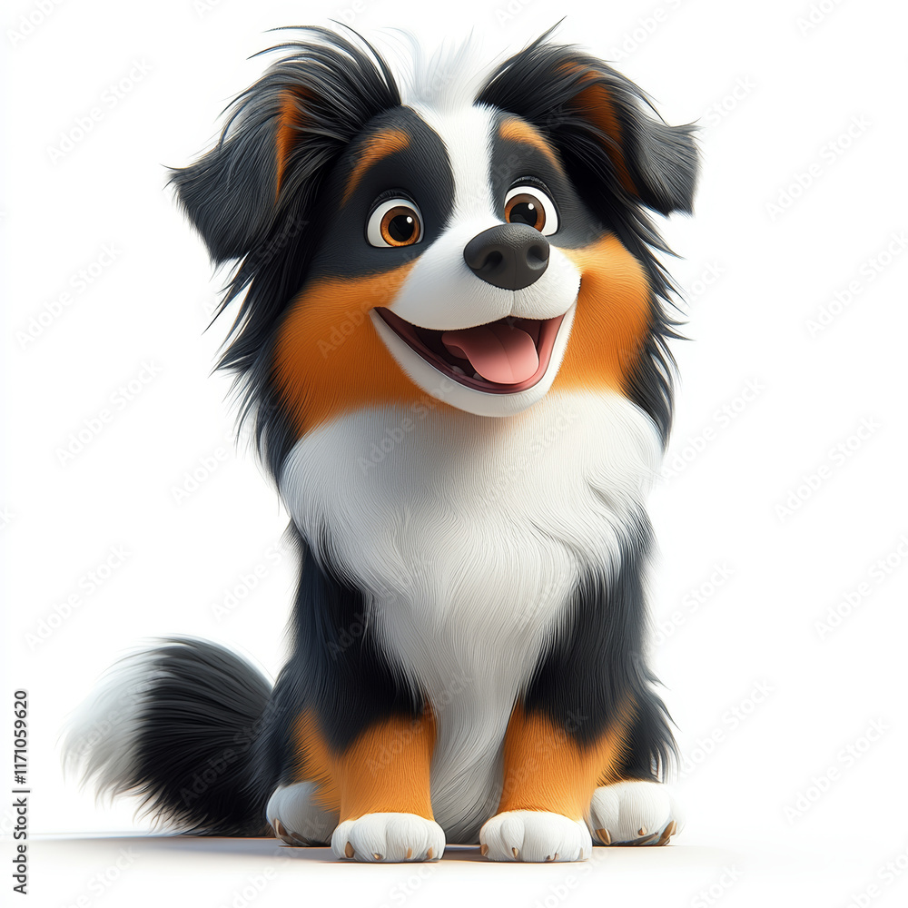 Happy Cartoon Dog With Vibrant Fur and Cheerful Expression Happy Cartoon Dog With Vibrant Fur and Cheerful Expression