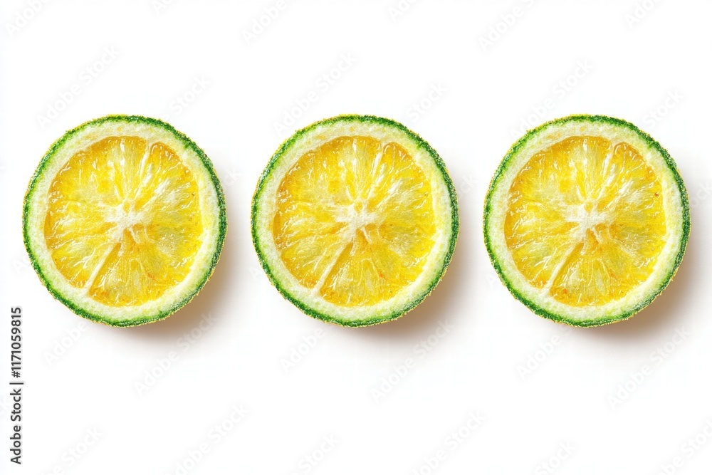 Three Slices of Yuzu Citrus Fruit Three Slices of Yuzu Citrus Fruit