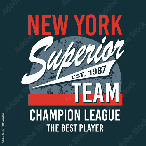 Vintage new york superior team typography, vector