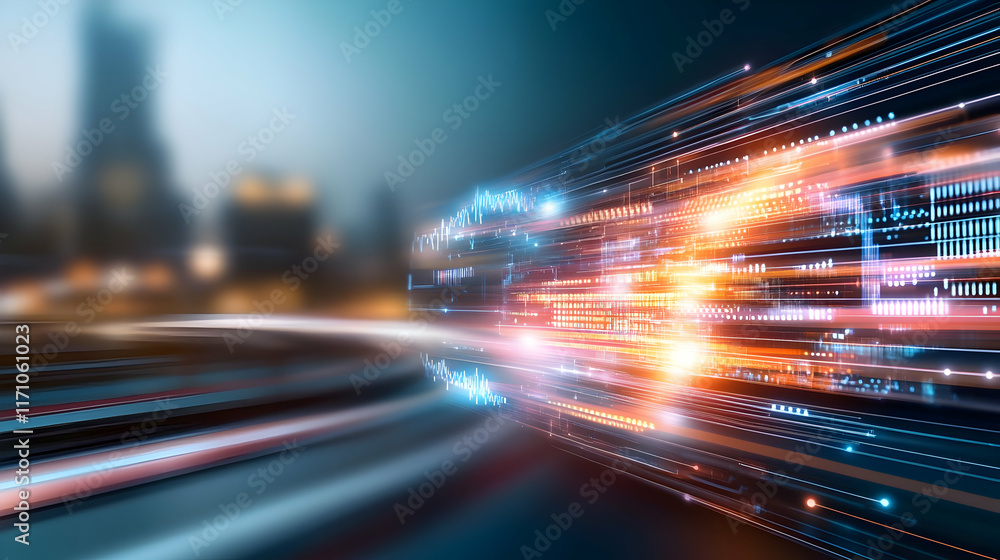 Futuristic city trails with glowing lines and vibrant colors at night Futuristic city trails with glowing lines and vibrant colors at night