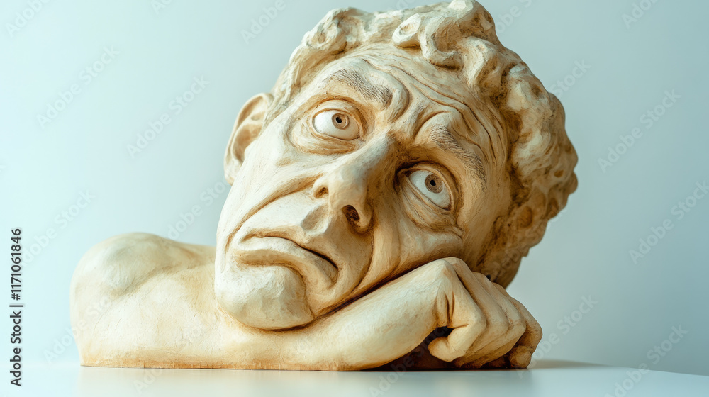 Obraz premium A creative and expressive portrayal of disgust in a visually appealing manner with a smooth backdrop.