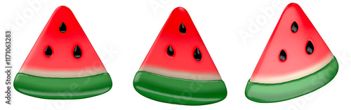 3d render of slice juicy sweet juicy watermelon in summer